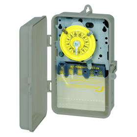 Intermatic T101P 24-Hour Mechanical Time Switch, 120 VAC, SPST, Indoor/Outdoor Plastic Enclosure, 1-Hour Interval