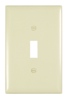 Pass & Seymour TPJ1I Toggle Switch Openings, One Gang, Ivory Thermoplastic Plate