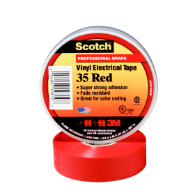 3M 35RED Red Premium Electrical Tape 3/4 in W x 66 ft 10/bx