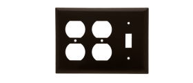 Pass & Seymour SP182 Standard Combination Wallplate, 2 Gangs, Brown, 5 in, Thermoplastic
