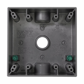 Crouse-Hinds TP7086 2-Gang 3-Hole 1/2 in Thread Weatherproof Outlet Box Gray