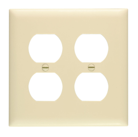 Pass & Seymour TP82I Duplex Receptacle Openings, Two Gang, Ivory Thermoplastic Plate