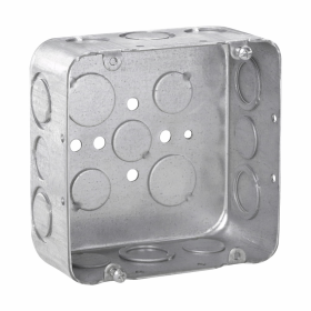 Crouse-Hinds TP563 4-11/16 In. Square 2-1/8 In. Deep Drawn Steel Box with Rolled Corners, 1/2 & 3/4 In. Concentric Knockouts