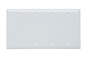 Pass & Seymour Sierraplex SP43-W Standard Blank Wallplate, 4 Gangs, White, 5 in, Thermoplastic