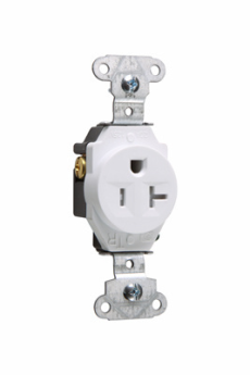 Pass & Seymour TR5351W Tamper-Resistant Construction Spec Grade Single Receptacles, Back and Side Wire, 20A, 125V, White 20 A, 125 VAC, 3W