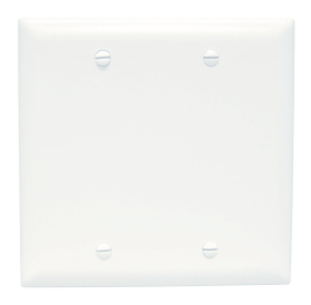 Pass & Seymour TP23W Blank Plates, Box Mounted, Two Gang, White Thermoplastic