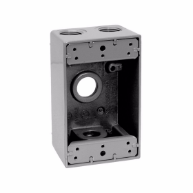 Crouse-Hinds TP7026 1-Gang 4-Hole 1/2 in Thread Weatherproof Outlet Box Gray