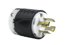 Pass & Seymour Turnlok L1730-P Locking Plug, 600 VAC, 30 A, 3 Poles, 4 Wires, Black/White